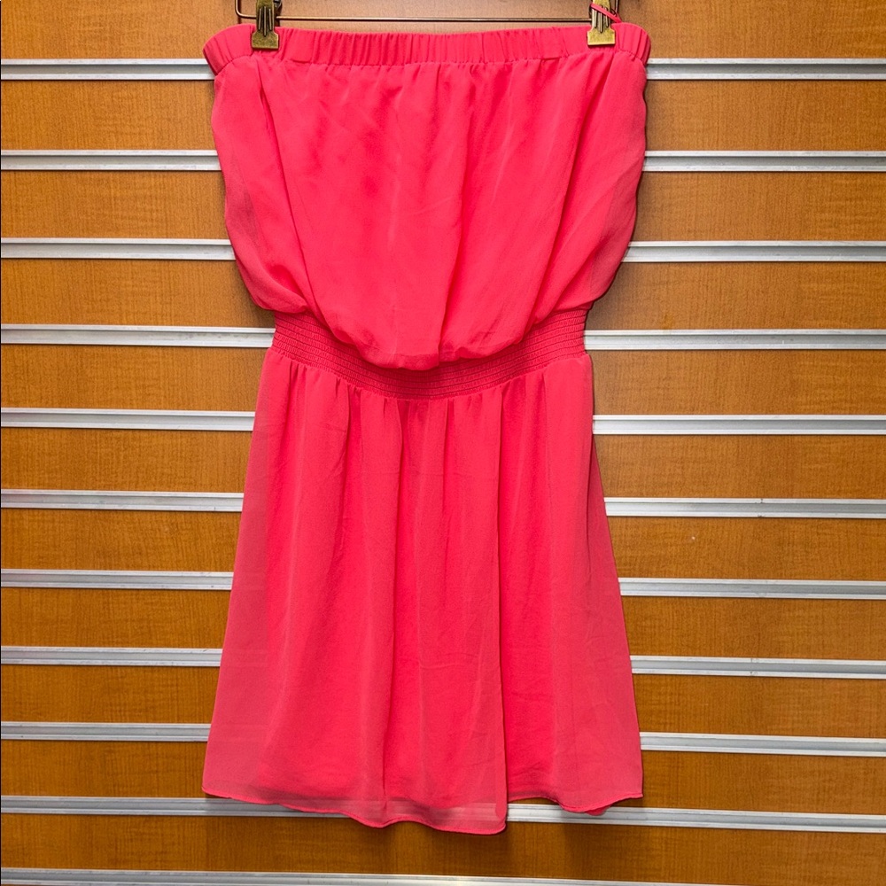 Express Strapless Dress in Coral Pink